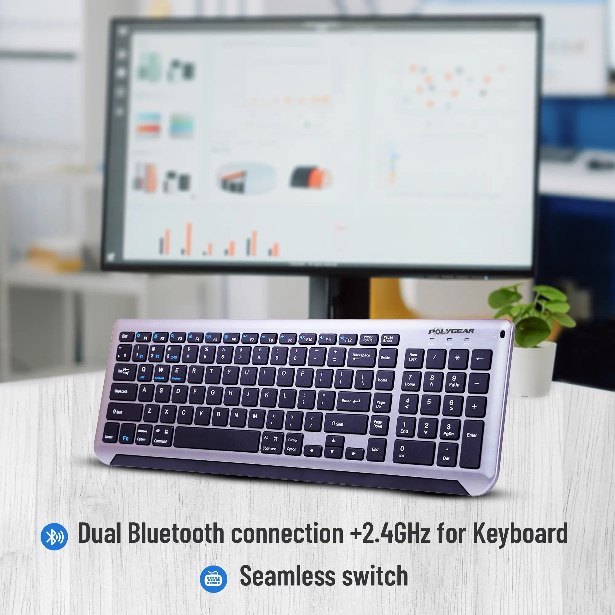 POLYGEAR Swift pro wireless keyboard and mouse combo