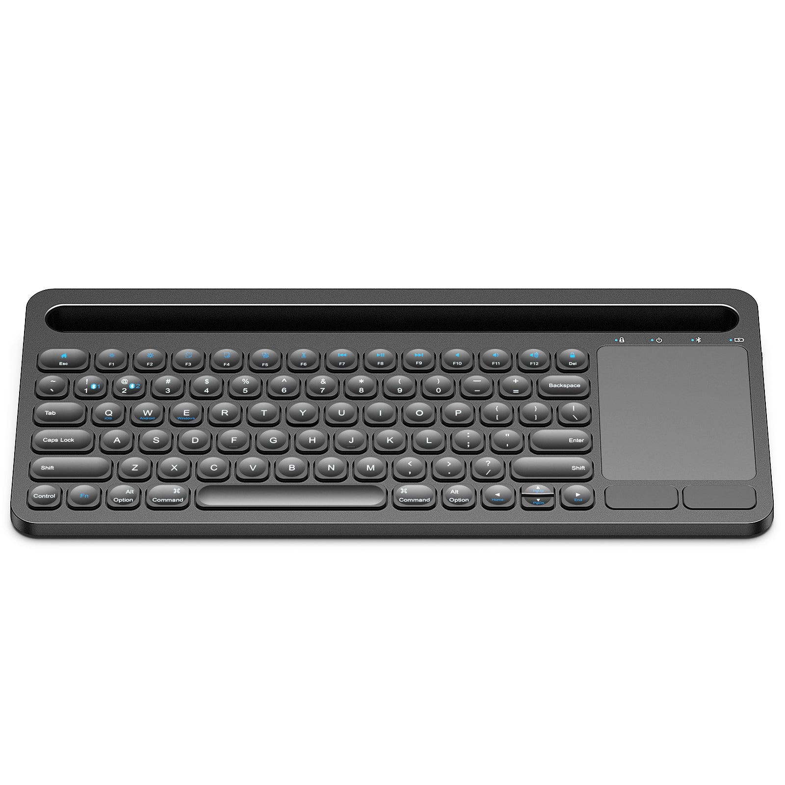 POLYGEAR BTX5050 Stylish Bluetooth Keyboard, Universal Wireless Keyboard, USB-C Rechargeable Bluetooth 5.0 Multi Device Keyboard with Touchpad, Stable Connection for Windows, iOS, Android, Mac,TV