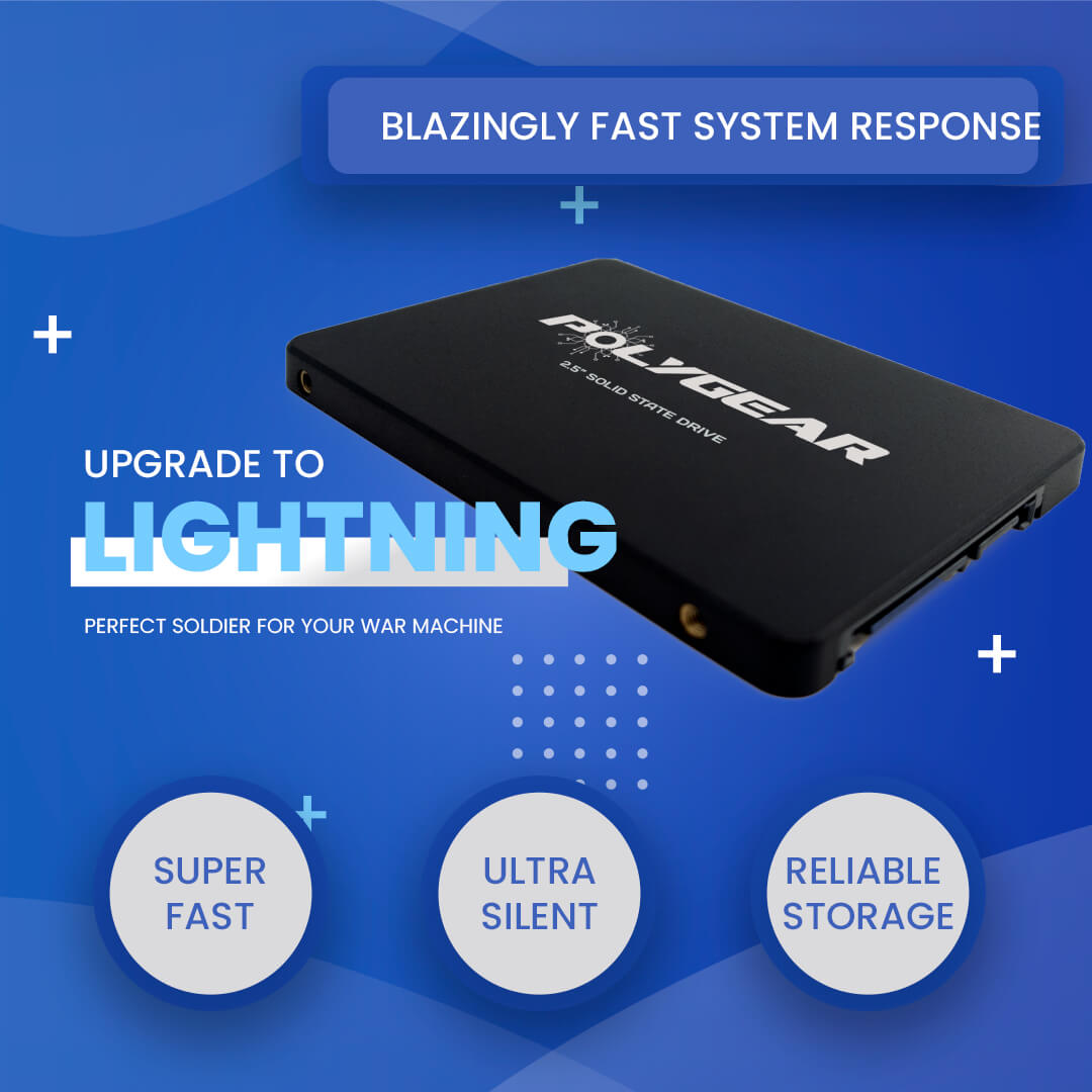 Polygear 256GB SSD Internal Solid State Hard Drive 2.5-inch SATA III for Desktop and
Laptop (PHOENIX BLUE, 256GB)