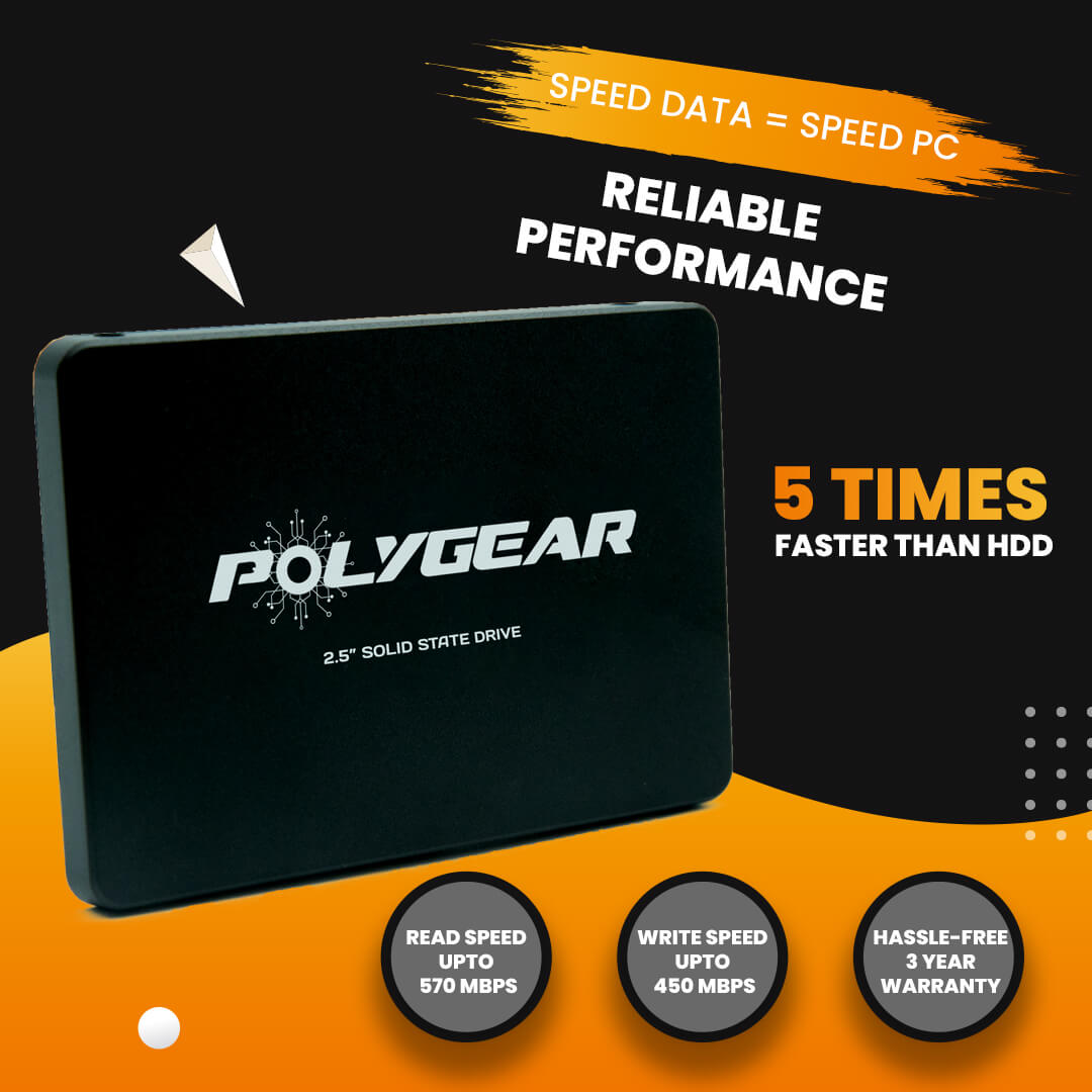 Polygear 120GB SSD Internal Solid State Hard Drive 2.5-inch SATA III for Desktop and
Laptop (PHOENIX BLACK, 120GB)